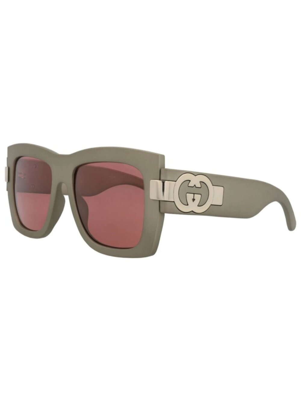 New Gucci Women's Sunglasses Square Rectangle Injection Frame Grey Grey Red